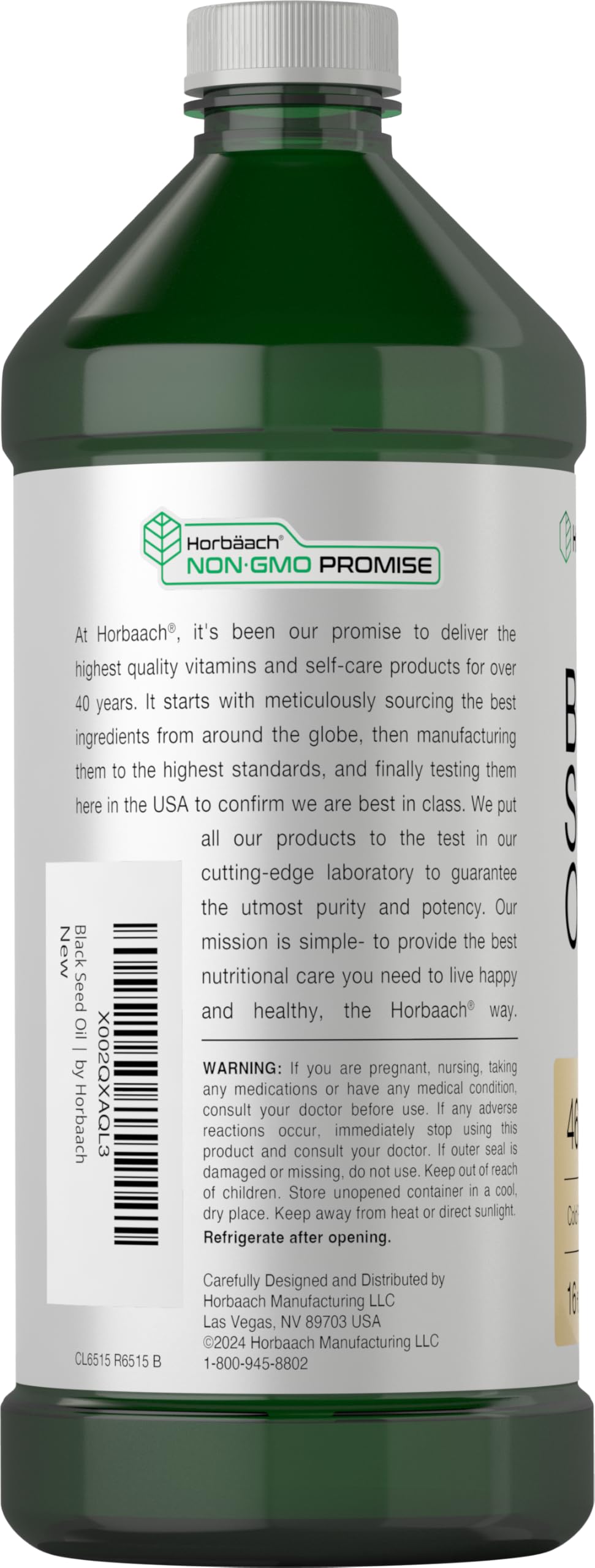 Horbaach Nigella sativa black seed oil liquid vegetarian supplement pouring out