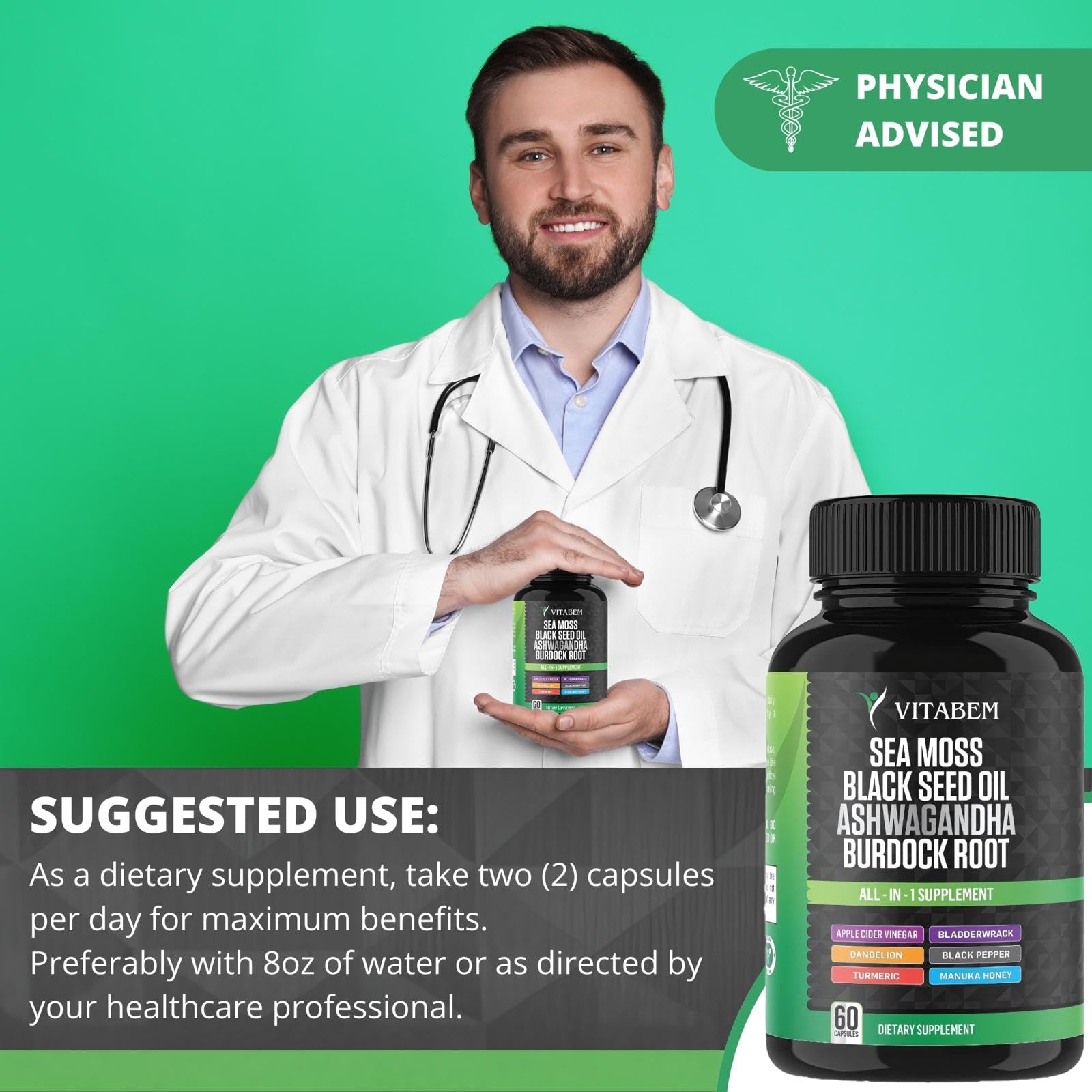 BIYODE Vitabem 60 capsules bottle displayed neatly showing the protective quality seal for premium imported safety.