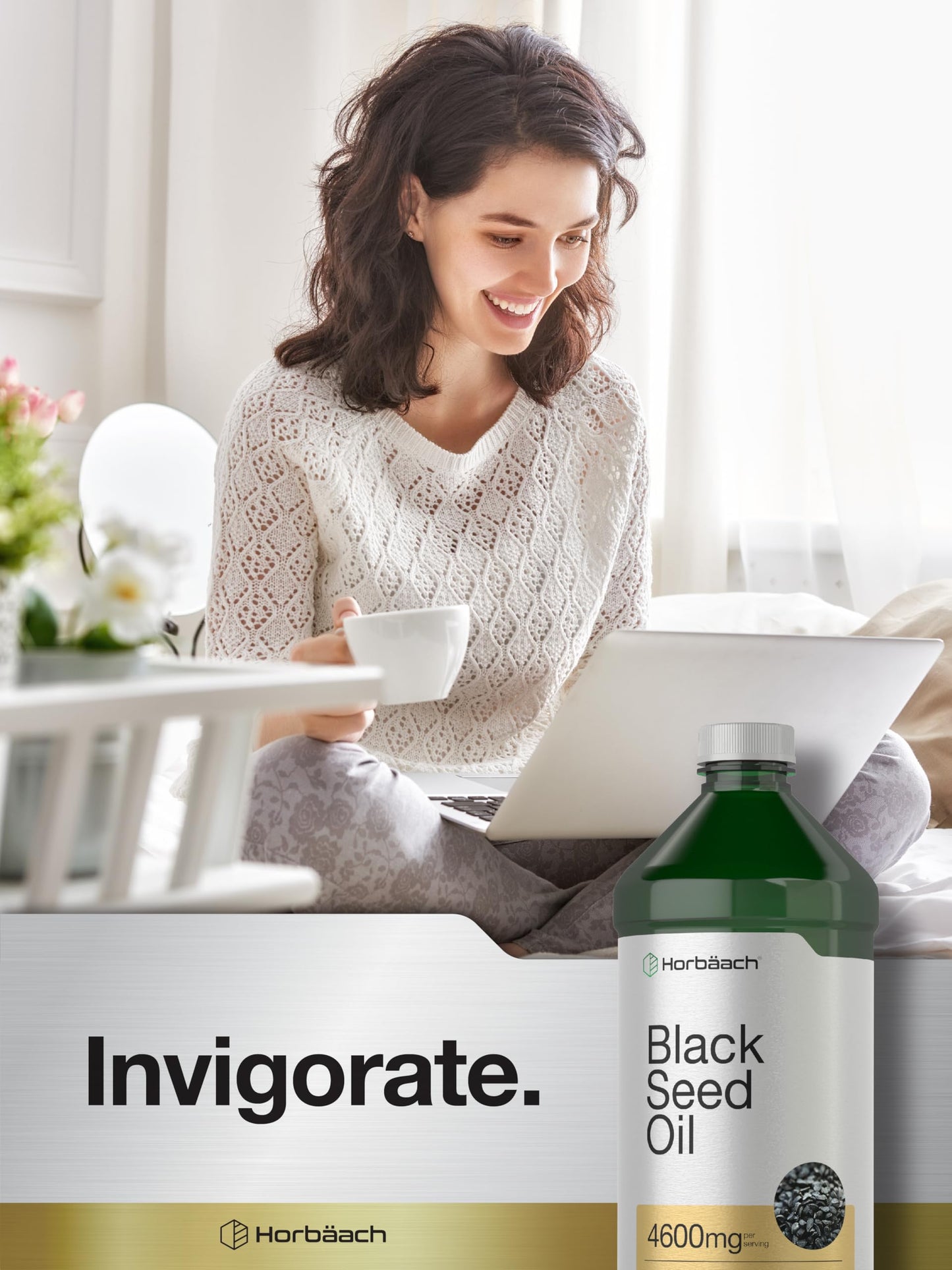 Horbaach imported USA black seed oil liquid supplement packaging details