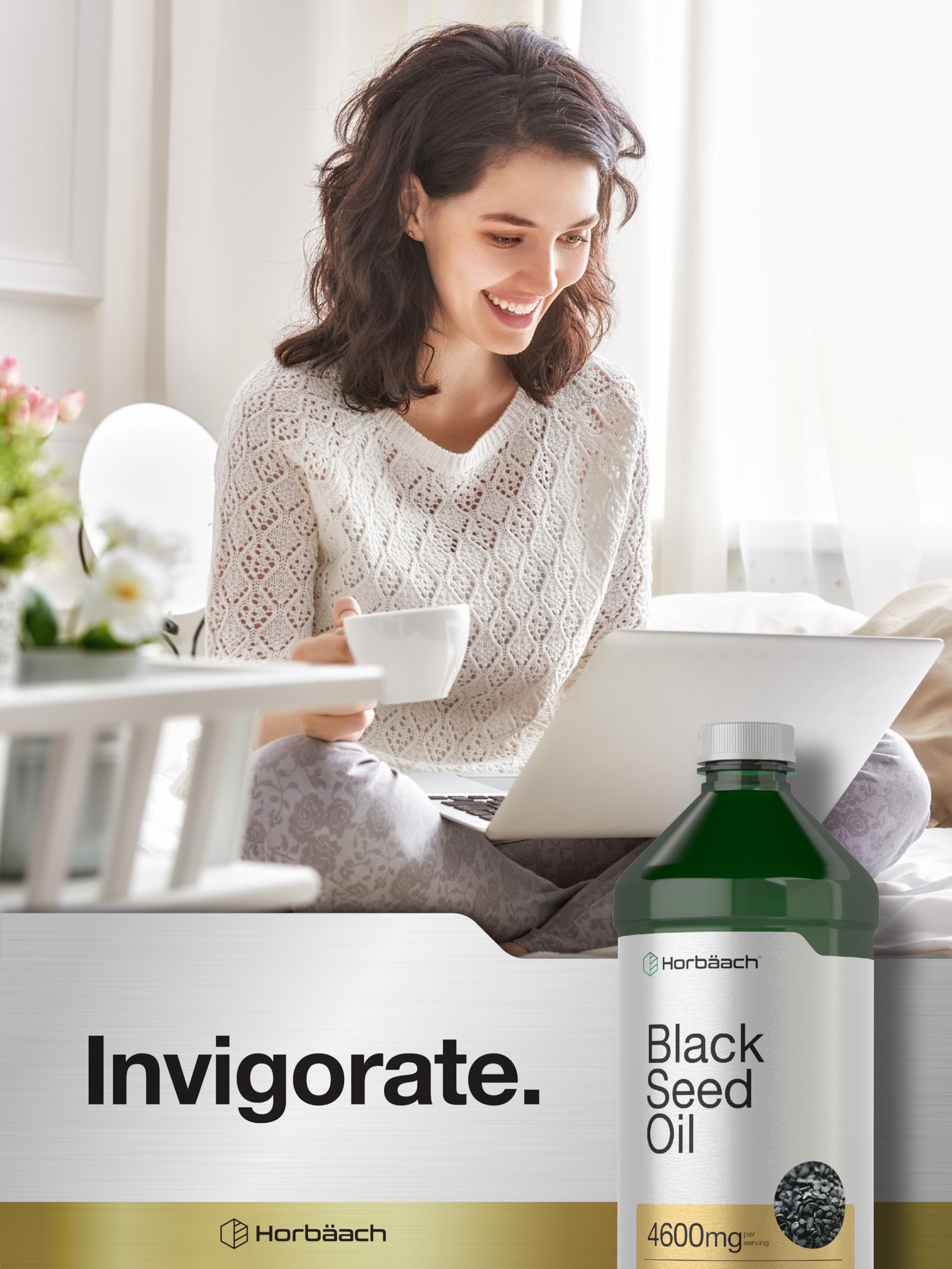 Horbaach imported USA black seed oil liquid supplement packaging details