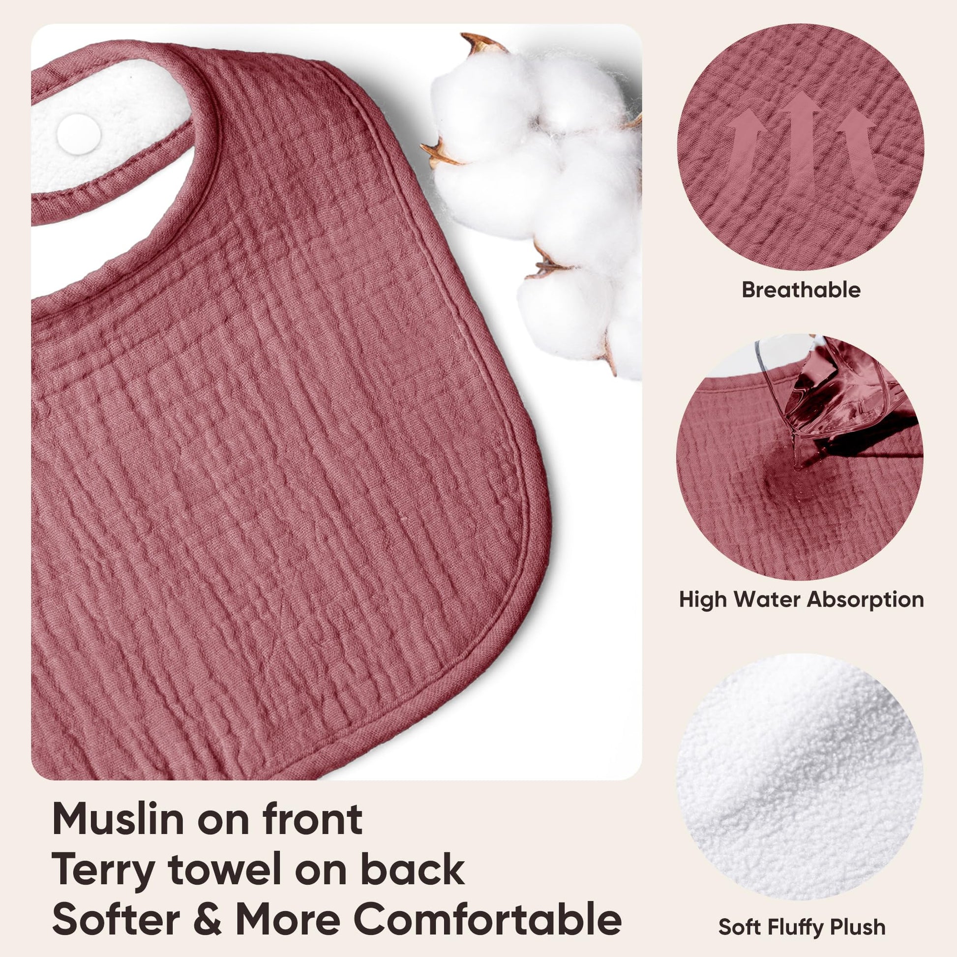 Adjustable snap closure detail on Susurration baby bib