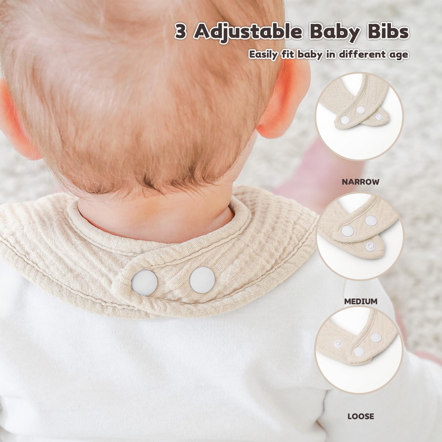 Water-resistant plush backing detail of baby bandana bib