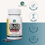 Amazing Herbs Nigella Sativa vegetarian capsules close up view