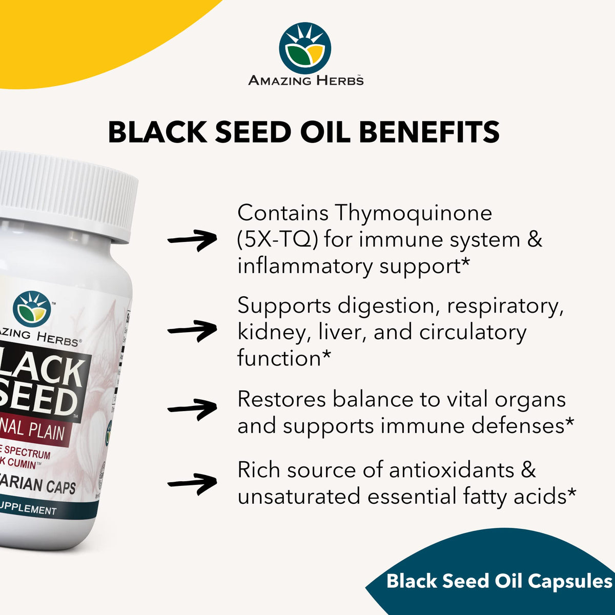 Amazing Herbs whole spectrum black cumin seed bottle side angle