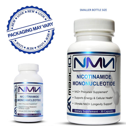 MAAC10 Nicotinamide Mononucleotide 30 count bottle showing safety seal.