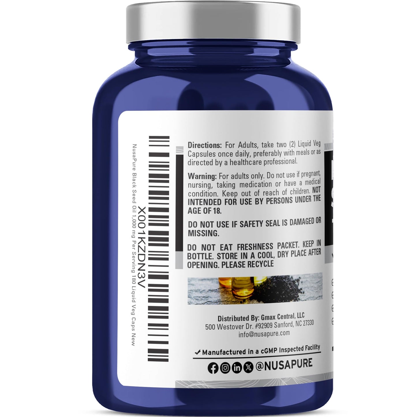 Hexane free non GMO black cumin seed oil liquid capsules display