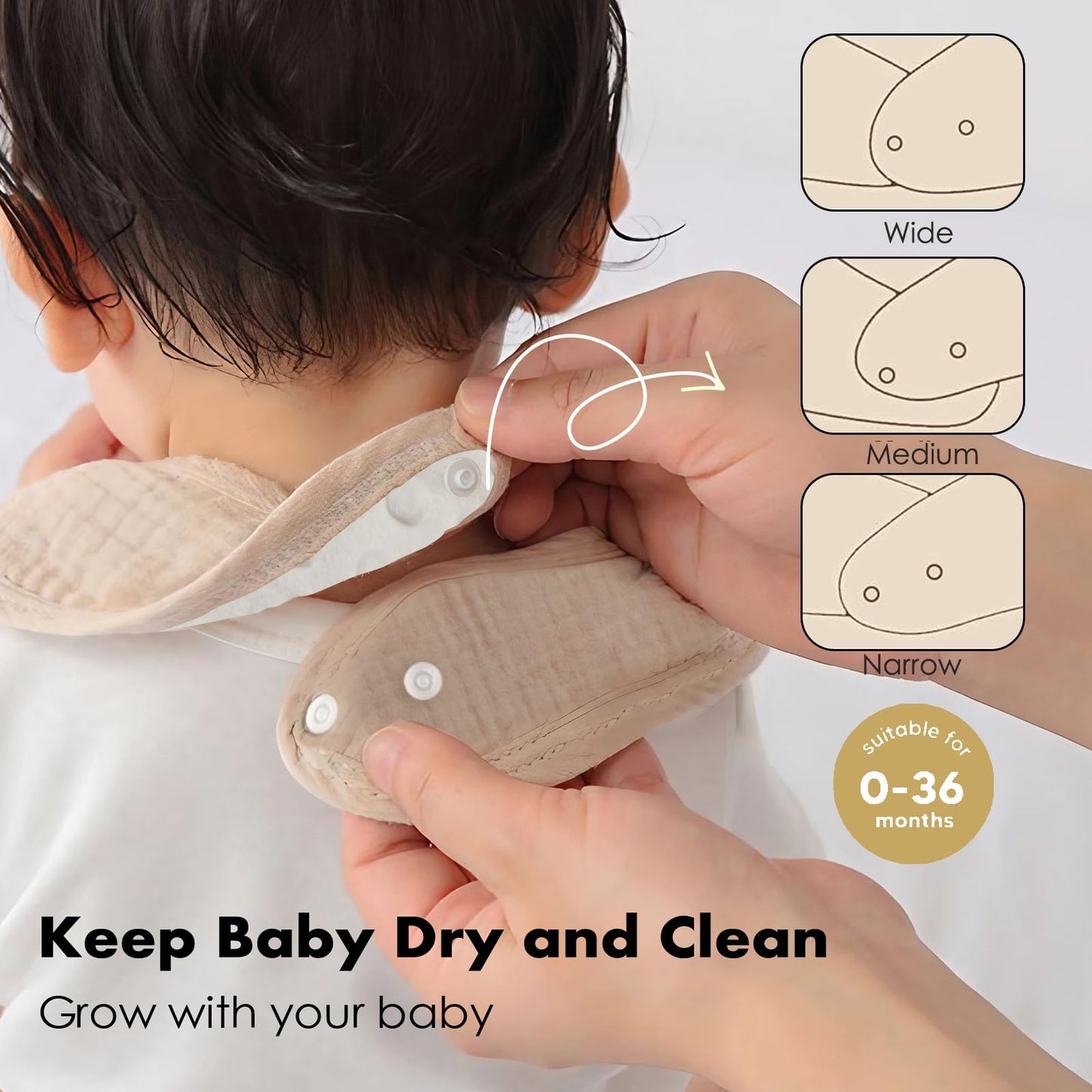 Top view of 8 pack Comfyroll muslin bib set for newborns