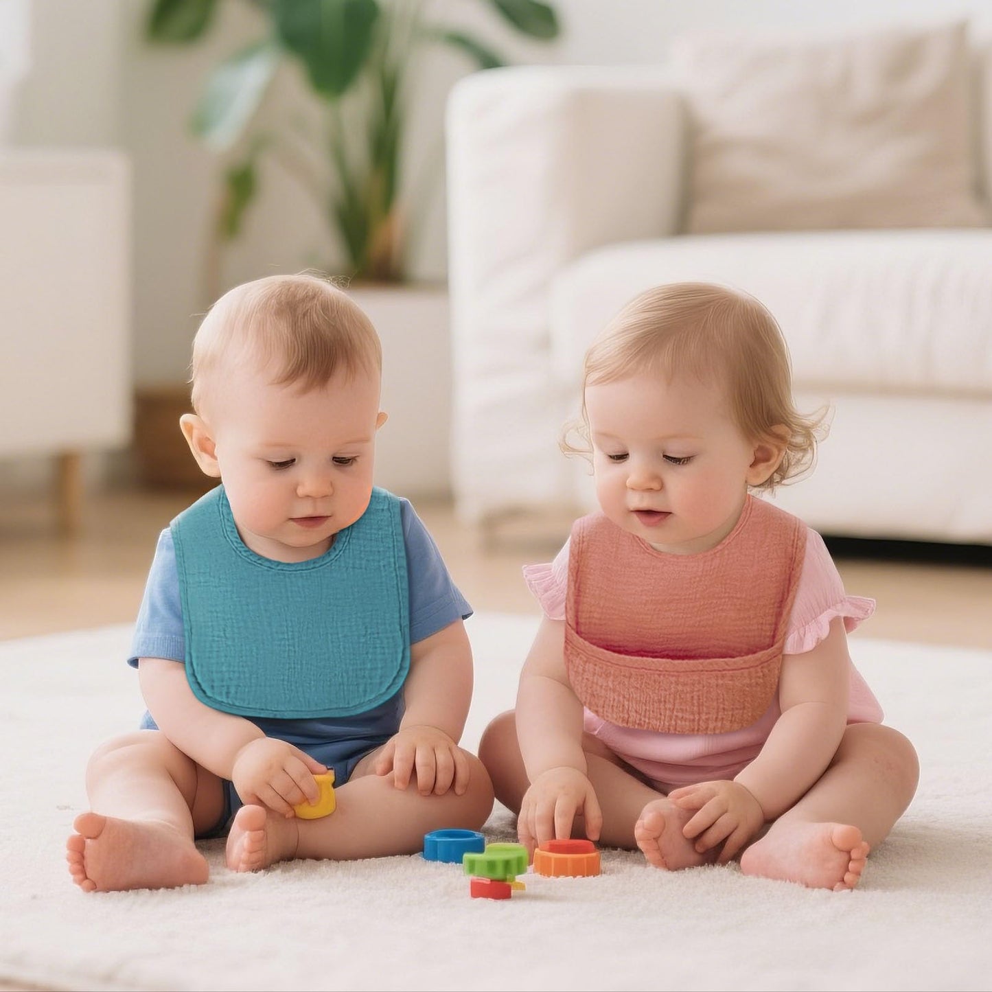Detail of hidden pocket on Comfyroll mess-proof infant bib