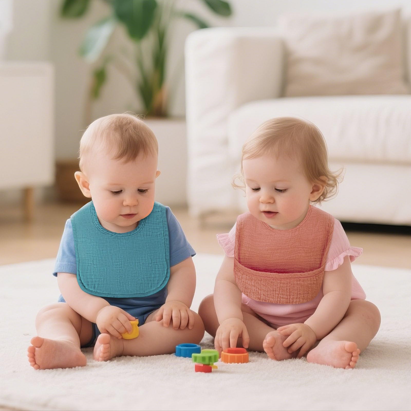 Detail of hidden pocket on Comfyroll mess-proof infant bib