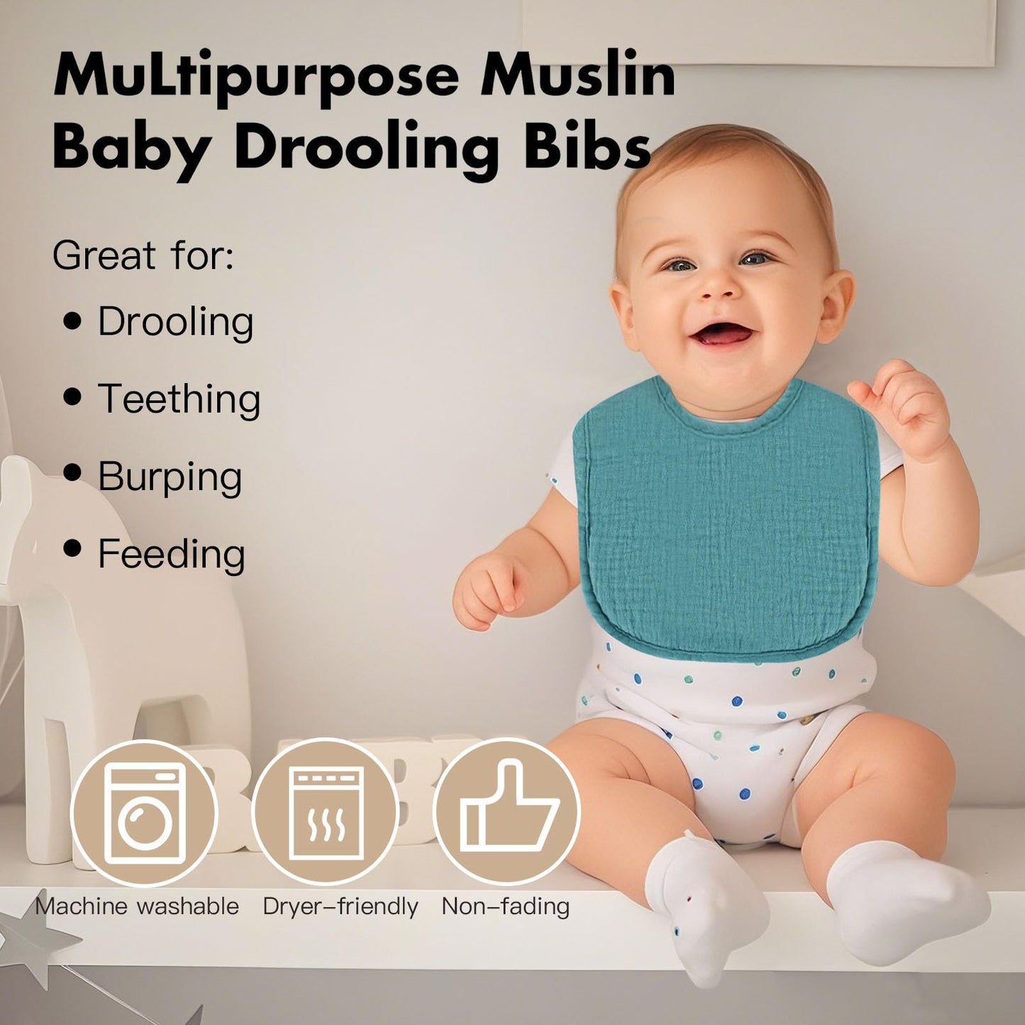 Comfyroll muslin bibs arranged for baby boy and girl gifting