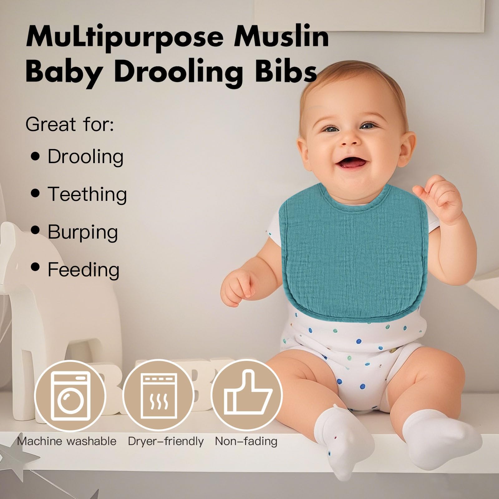 Comfyroll muslin bibs arranged for baby boy and girl gifting