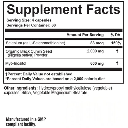 Nigella Sativa and selenium rich capsules for premium metabolic health support
