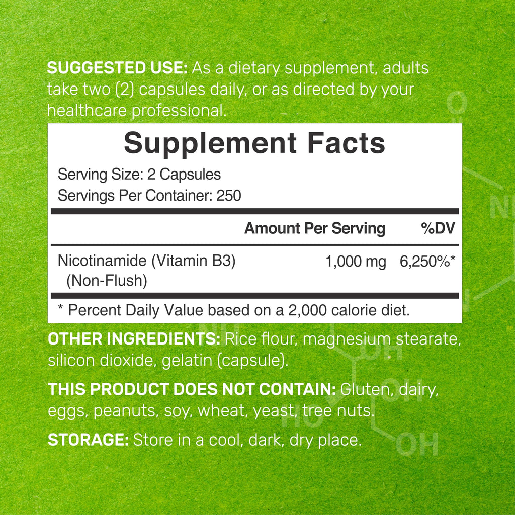 Deal Supplement Vitamin B3 500 capsules supplement facts panel