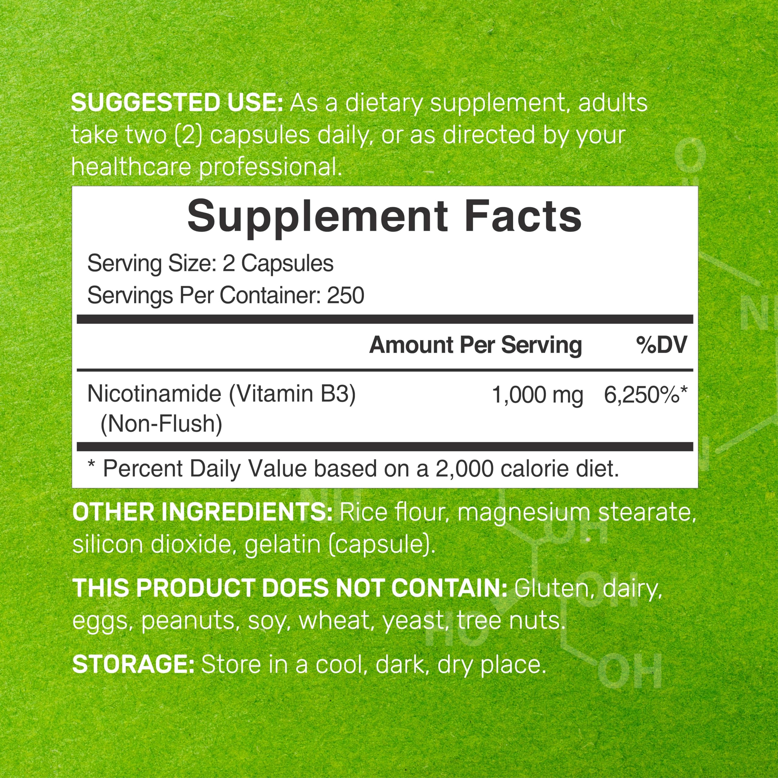 Deal Supplement Vitamin B3 500 capsules supplement facts panel