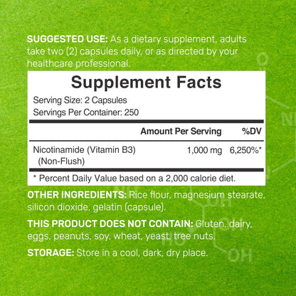 Deal Supplement Vitamin B3 500 capsules supplement facts panel