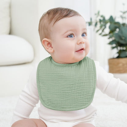 Newborn wearing comfortable Bearmoss muslin bib