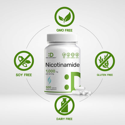 Flush free vitamin B3 nicotinamide capsules for glowing skin