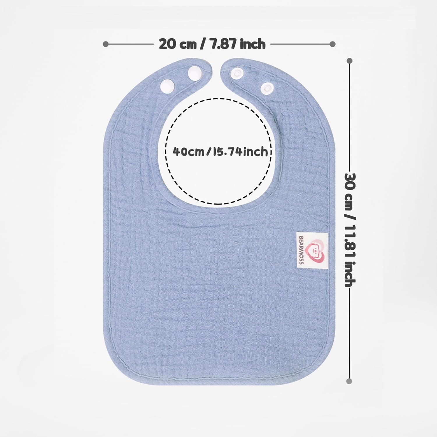 Bearmoss baby bibs folded as burp cloths