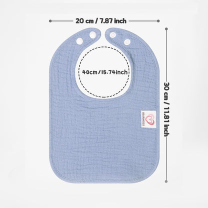 Bearmoss baby bibs folded as burp cloths