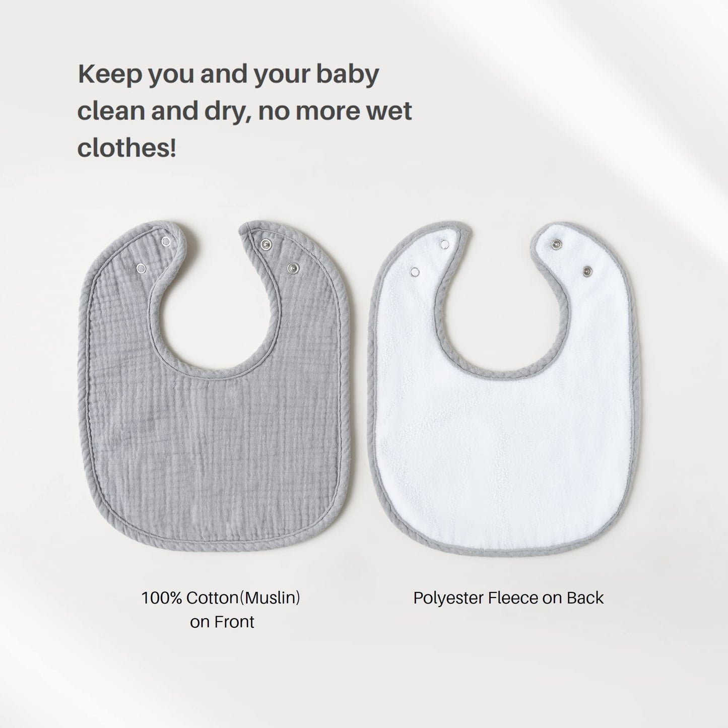 Adjustable snap button detail on Konssy muslin bib