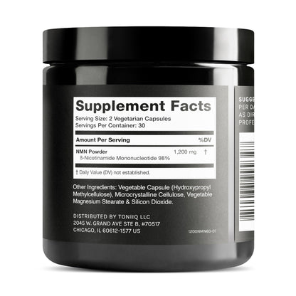 Toniiq NMN cellular energy support capsules imported packaging view