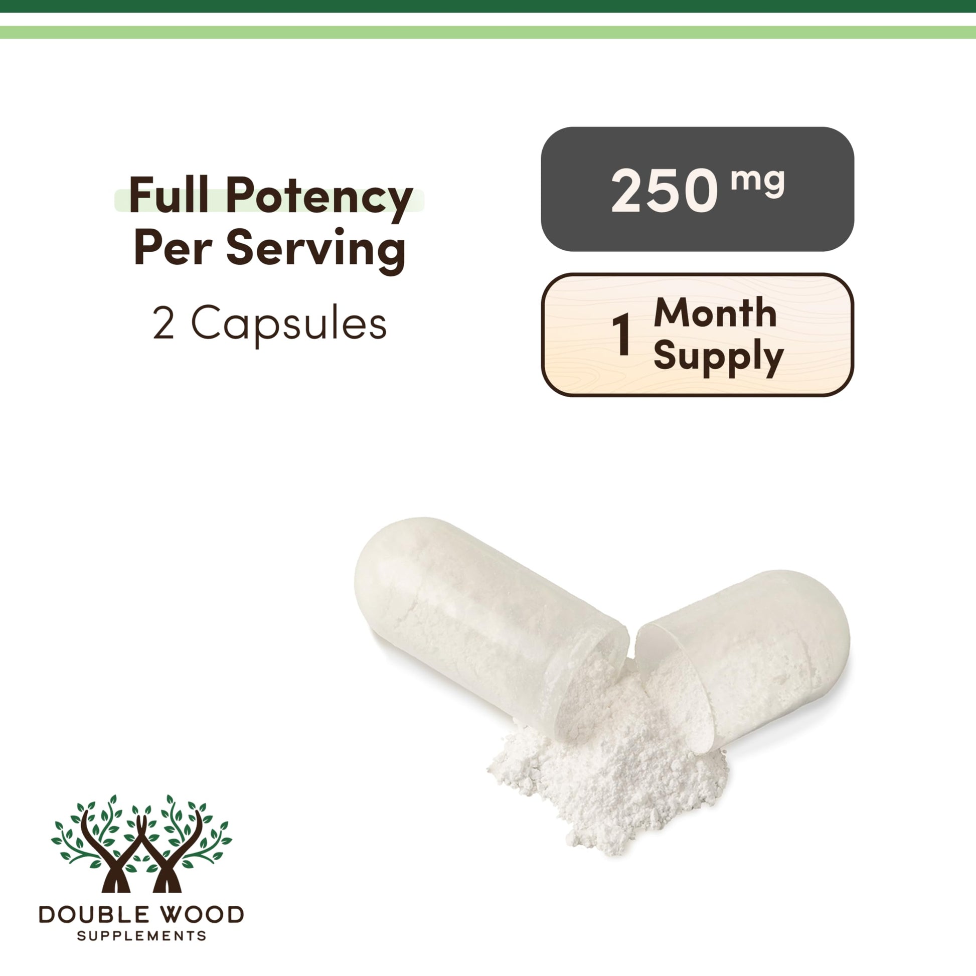 Back label view of Double Wood NMN capsules detailing GMP certification and safety standards