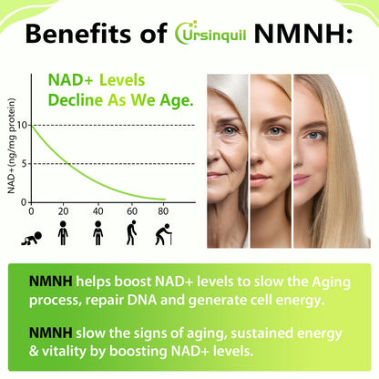 Ursinquil NMNH 120 lozenges side panel displaying nutritional details and cellular energy benefits.