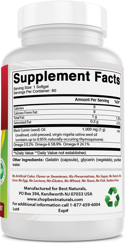 Two pack bundle of Best Naturals Black Seed Oil dietary softgels for antioxidant support.