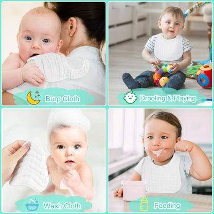 Multi-layer cotton drool bibs for teething babies