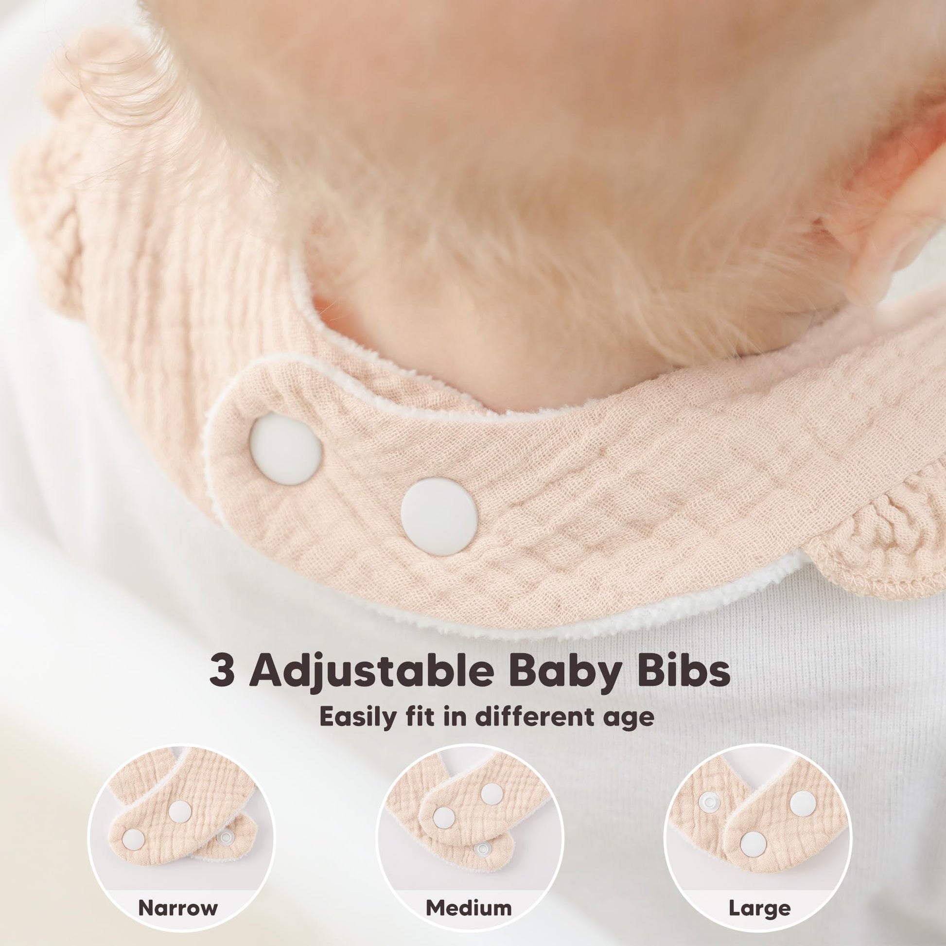 Newborn baby wearing a soft Bearmoss muslin drool bib
