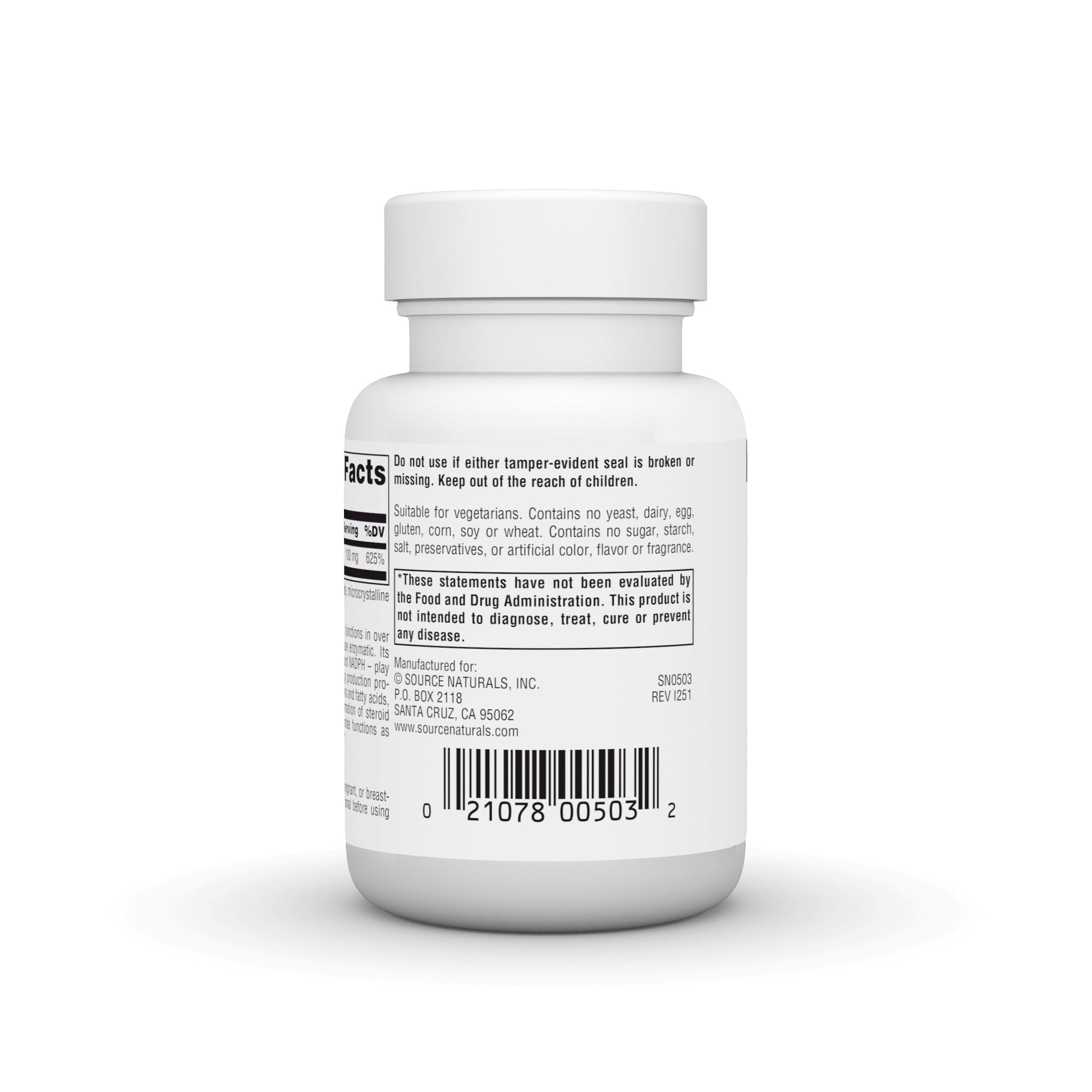 Authentic USA imported Source Naturals Niacinamide 100 Tablets container displaying clear vegetarian formulation labels