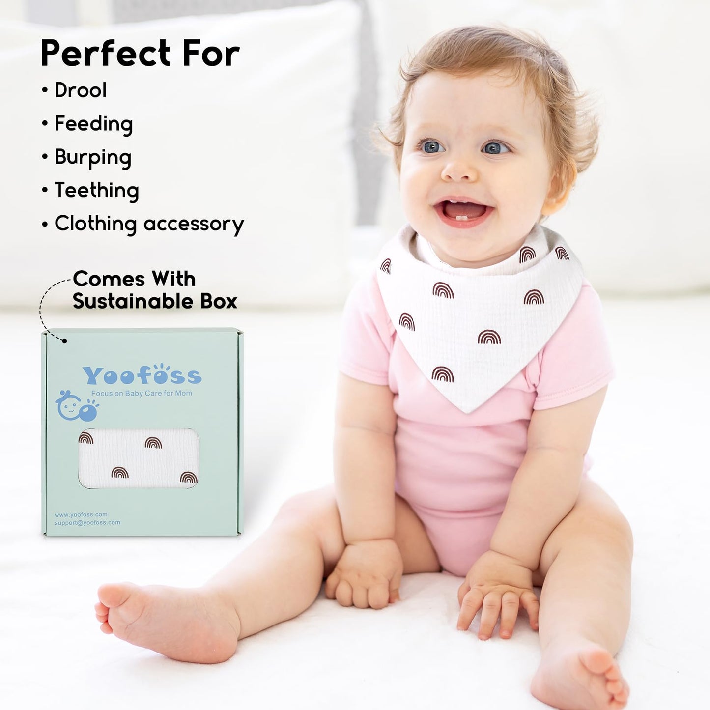 Soft organic cotton bibs for infants and toddlers