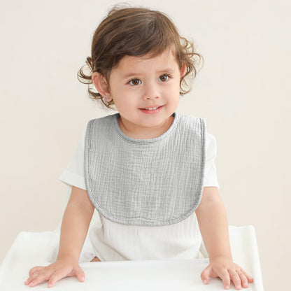 Soft absorbent plush backing on muslin bibs