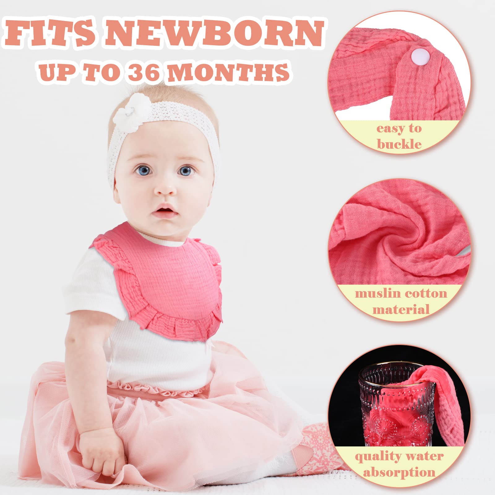 Seematn baby drool bibs with adjustable snap closure