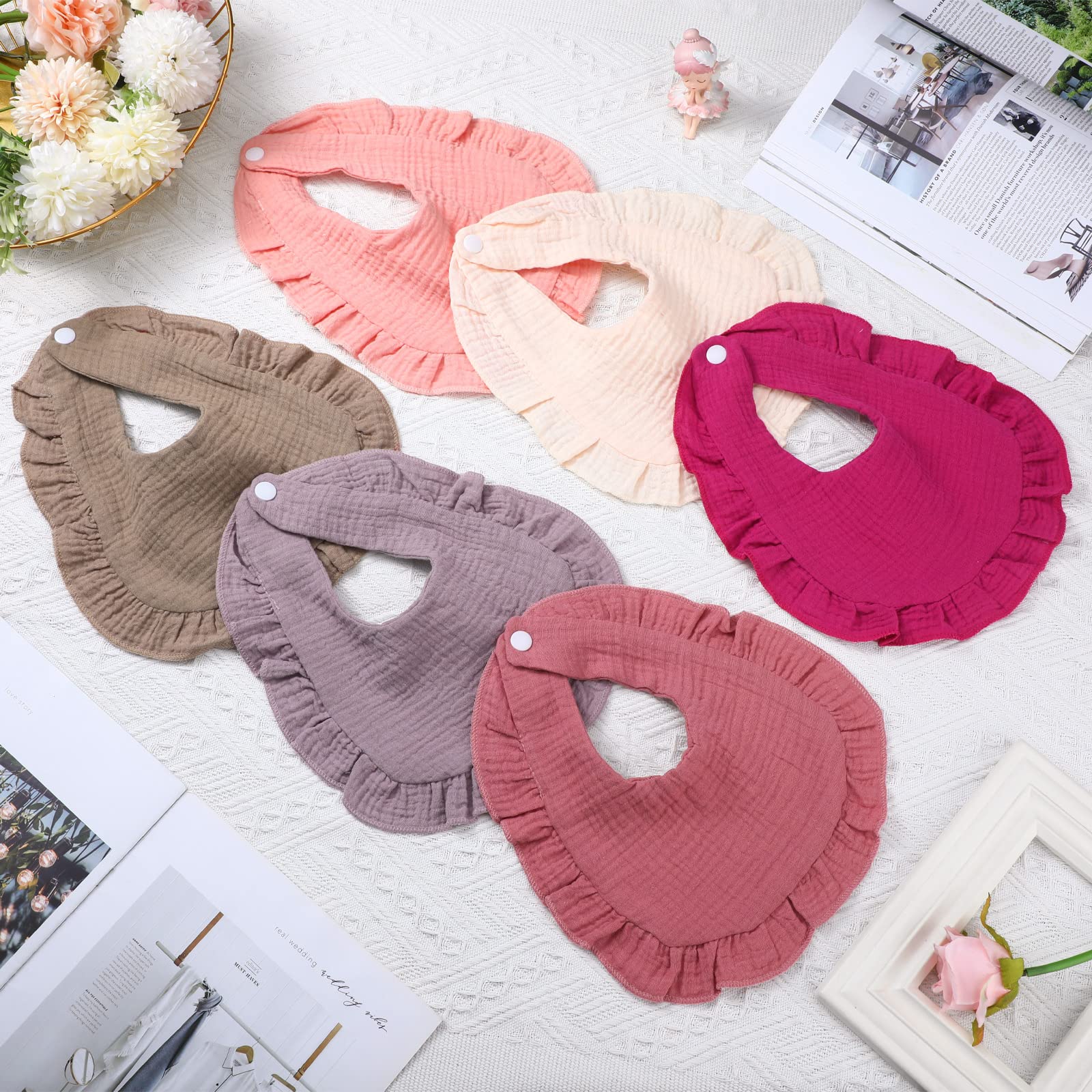 Group of 10 Seematn stylish ruffle baby bibs for infants