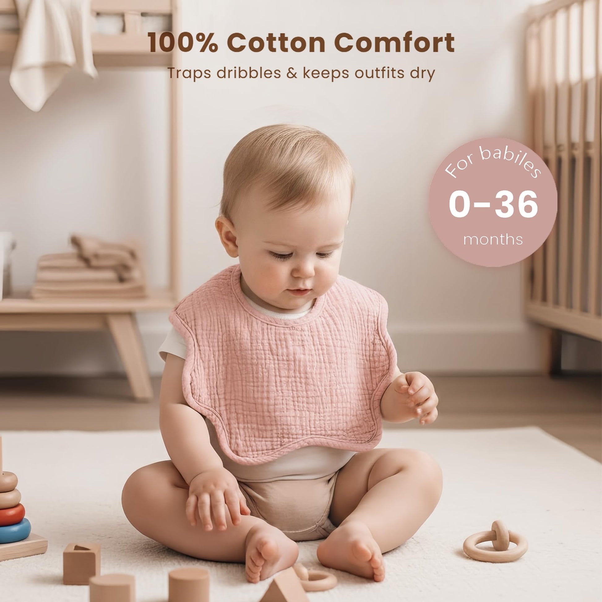 Konssy cotton bandana drool bibs showing soft fabric texture