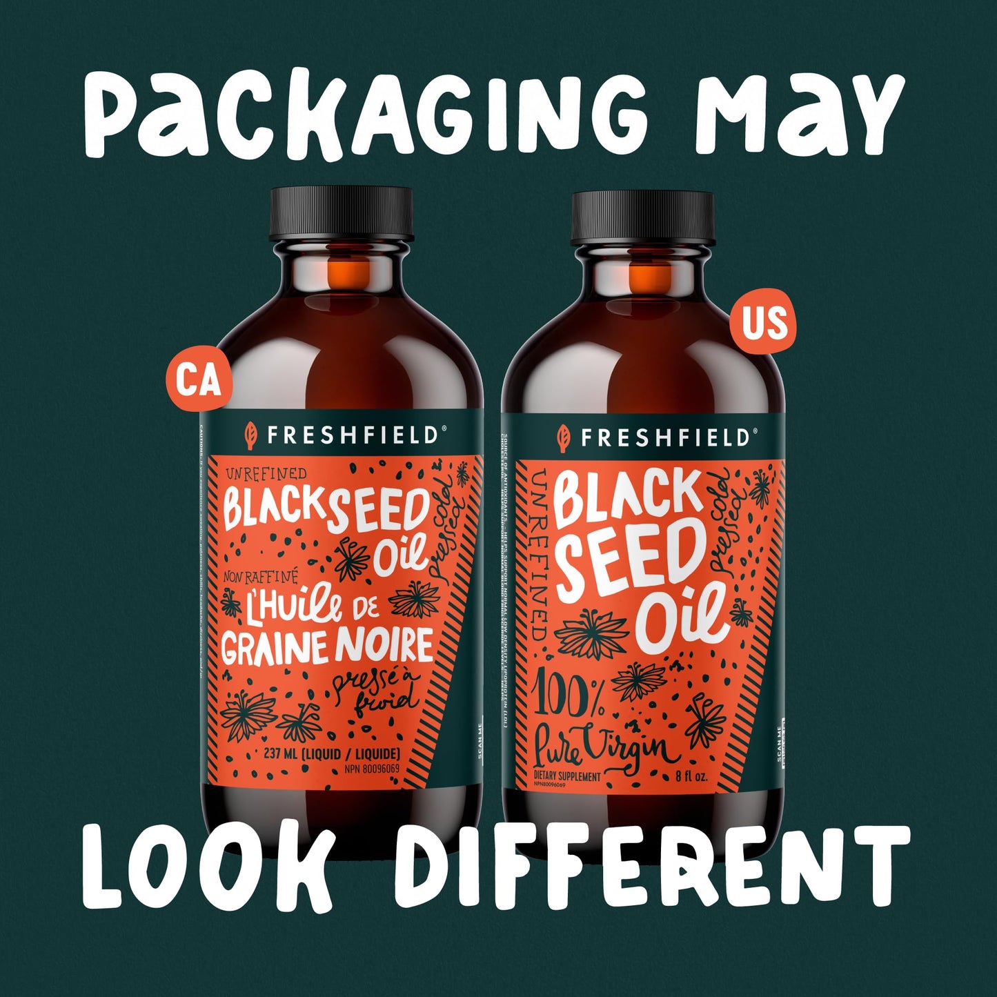 Authentic USA imported black cumin seed oil bottle for skin and hair