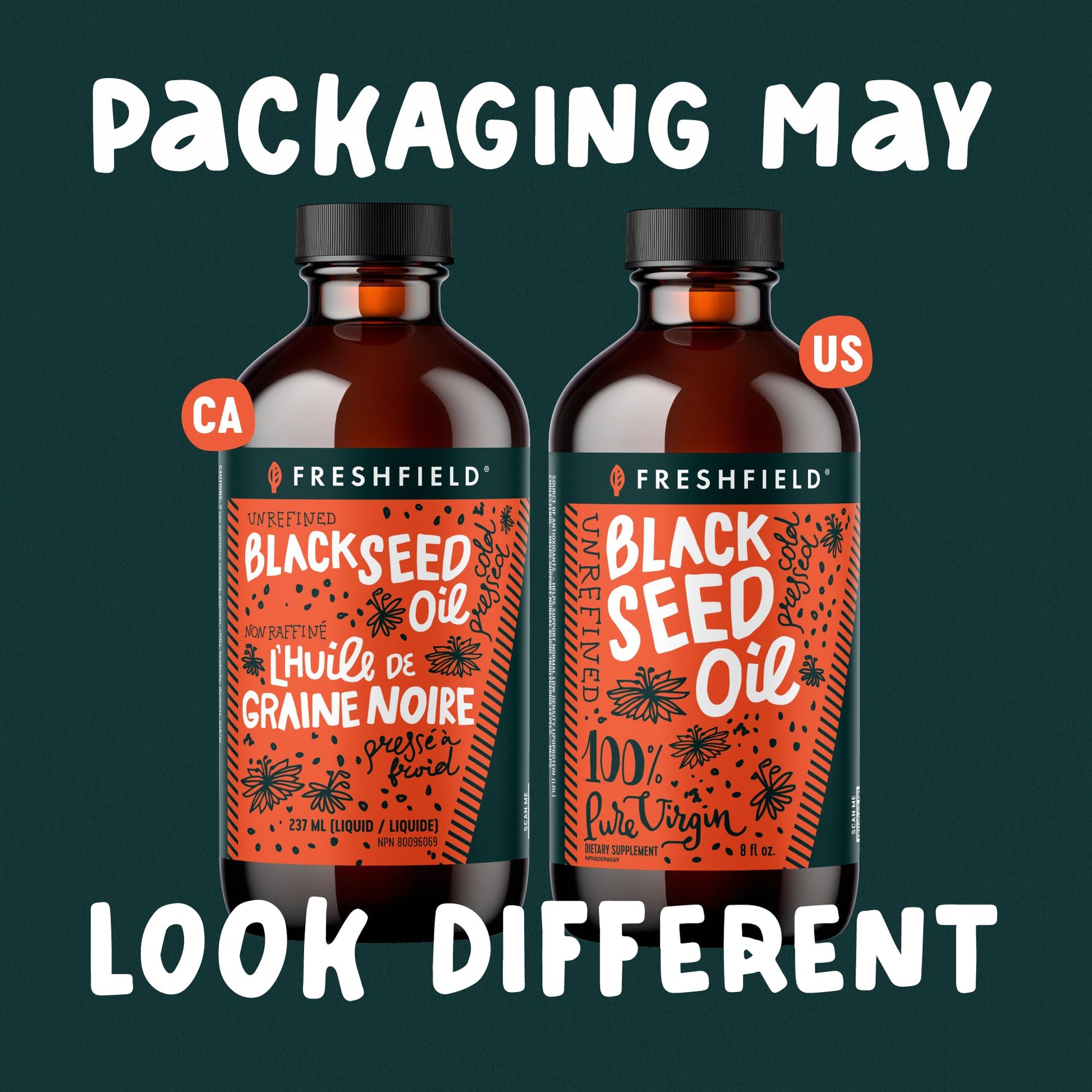 Authentic USA imported black cumin seed oil bottle for skin and hair