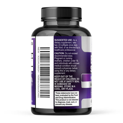 Pure black seed oil 60 softgels container showing supplement facts panel