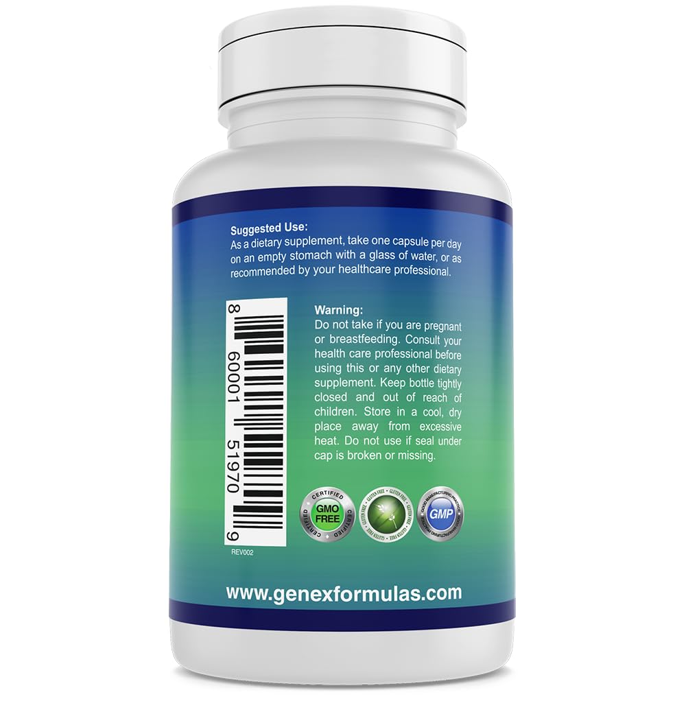 Authentic Genex Formulas Vitamin B3 100 vegetable capsules packaging highlighting skin health benefits