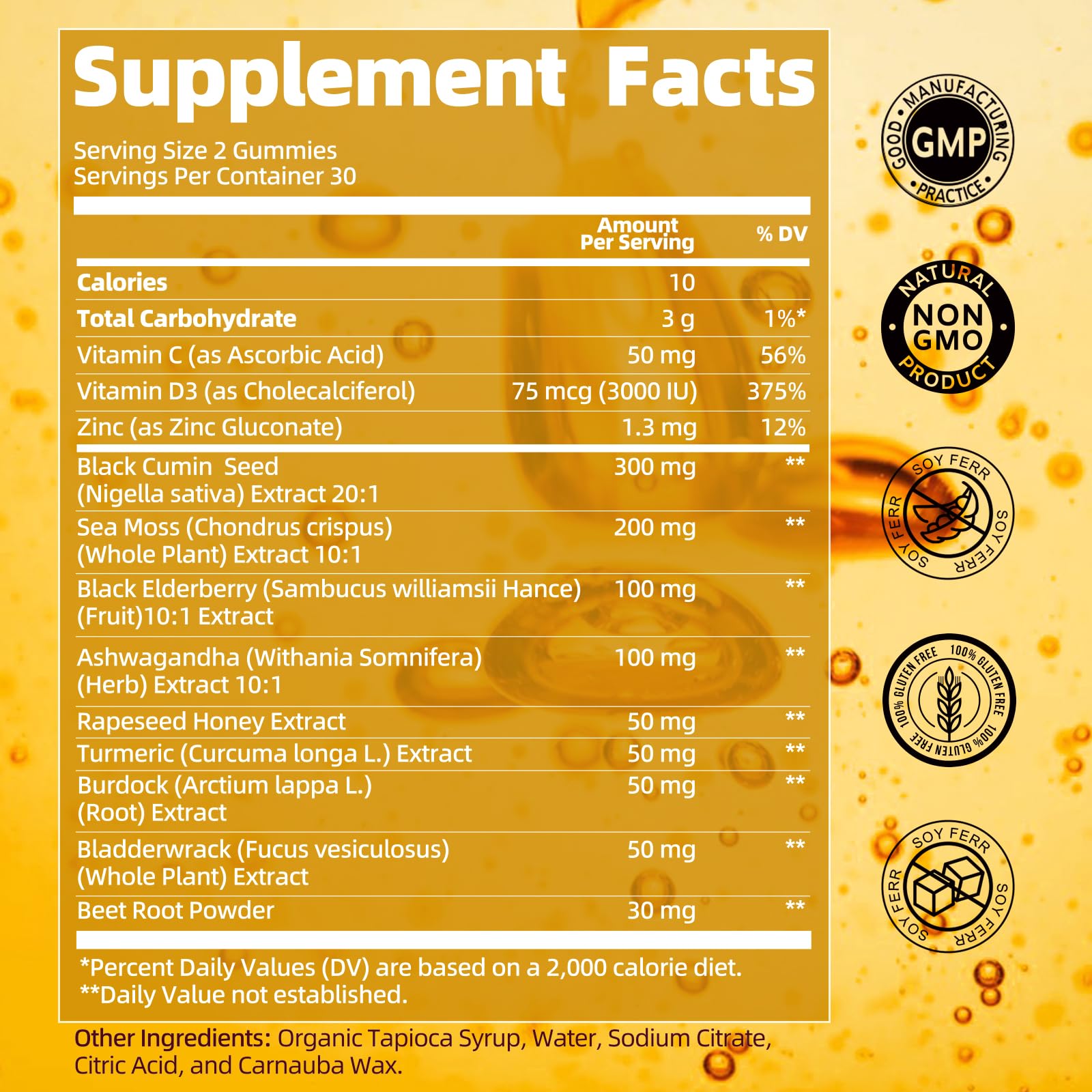 Side view of B Beworths 60 count gummy vitamins container for hair, skin, and joint protection
