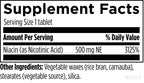 Controlled release wax matrix tablet details on Designs for Health Niacin packaging