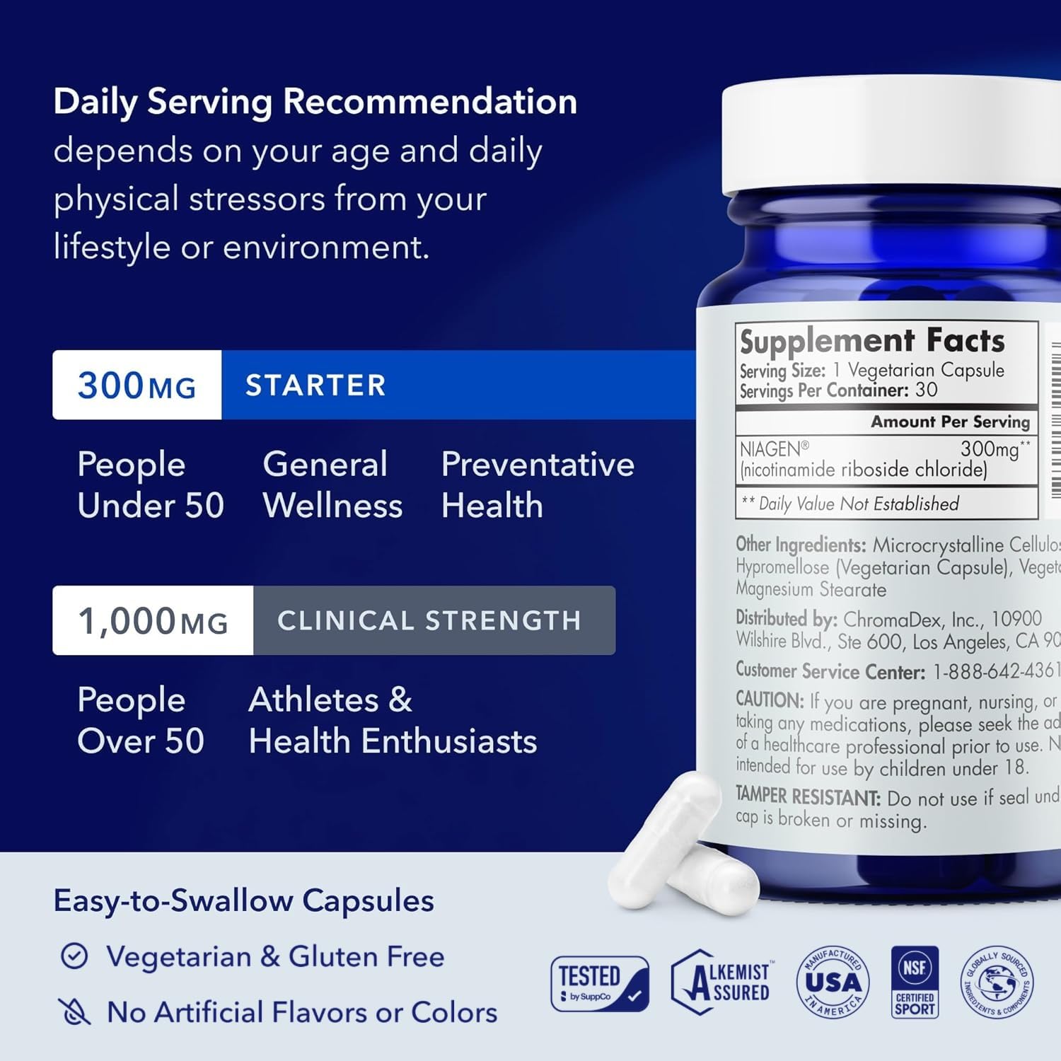 TRU NIAGEN 90 vegetarian capsules multi-pack dietary supplement label details
