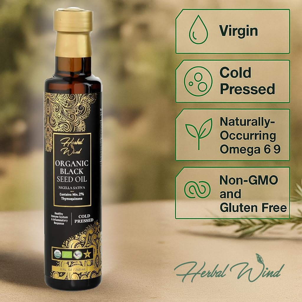 Herbal Wind Black Seed Oil dropper and liquid texture