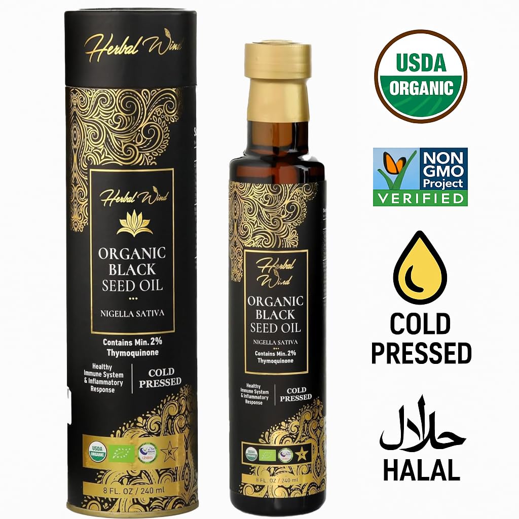 Herbal Wind Black Seed Oil organic certification badge display