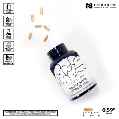 Nootropics Depot Nigella Sativa 60 capsules supplement facts panel showing ingredient transparency