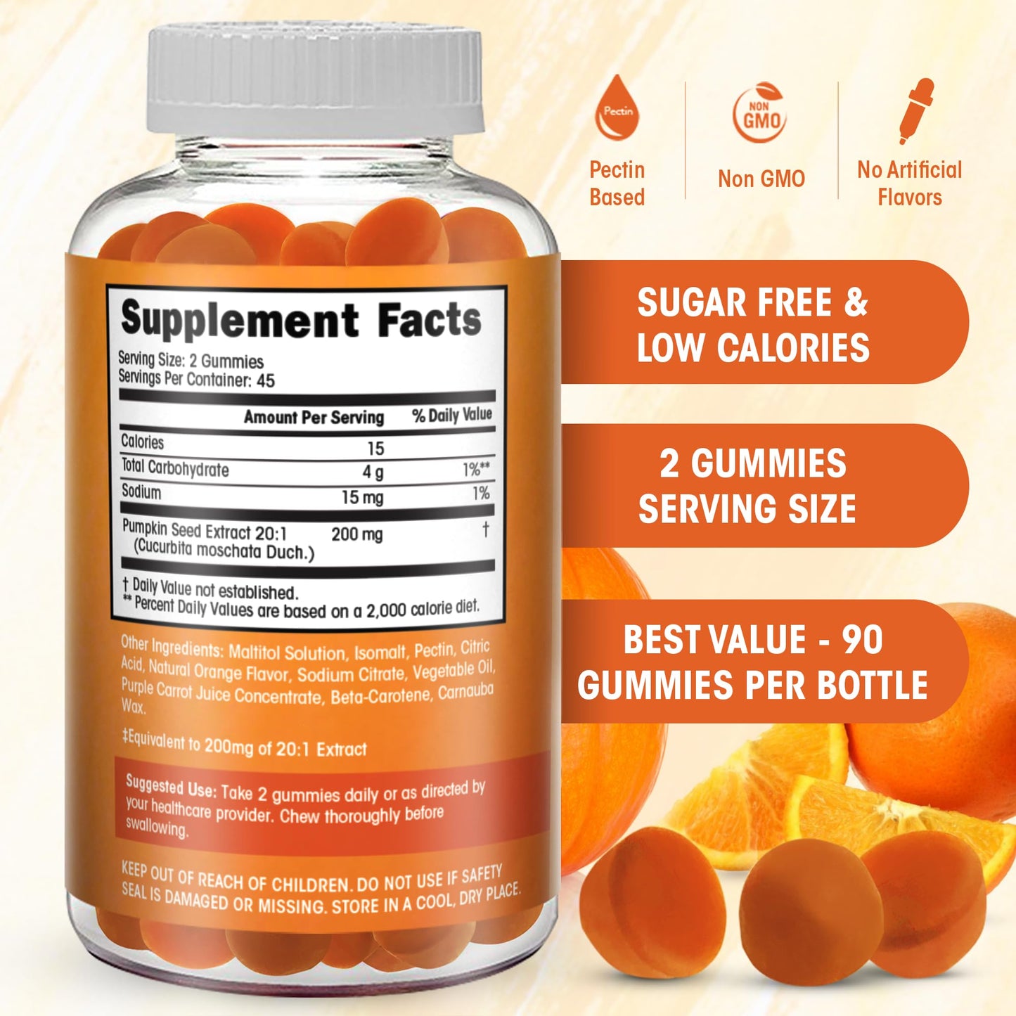 Sugar free vegan pumpkin seed extract 90 count supplement for bladder support