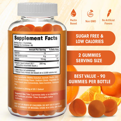 Sugar free vegan pumpkin seed extract 90 count supplement for bladder support