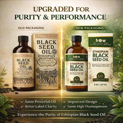 Herbal Organics Cold Pressed Thymoquinone Ethiopian Black Seed Oil nutritional label details
