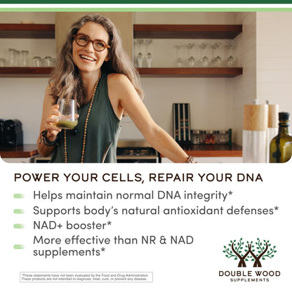 Authentic imported USA NAD plus booster capsules by Double Wood Supplements for cellular energy